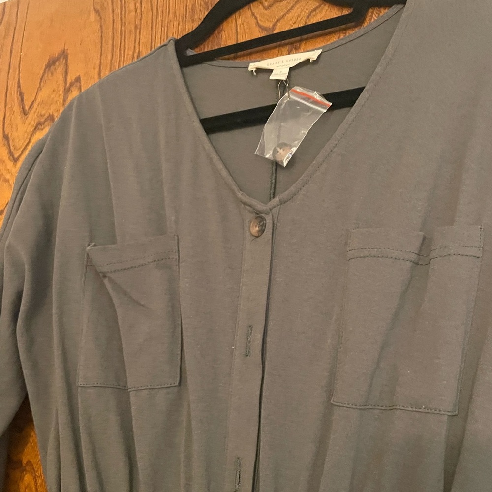 Grey jumpsuit from Grade and Gather